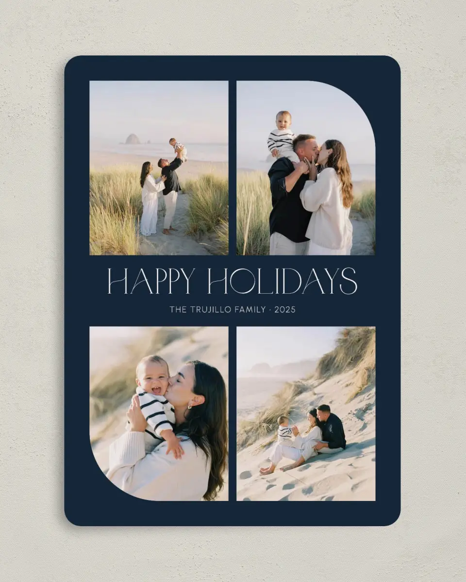 This is a 5" x 7" Christmas Card called Corner Curve printed in full color on Premium Smooth paper