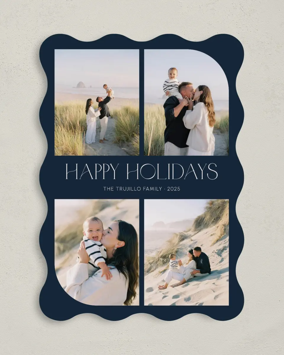 This is a 5" x 7" Christmas Card called Corner Curve printed in full color on Premium Smooth paper