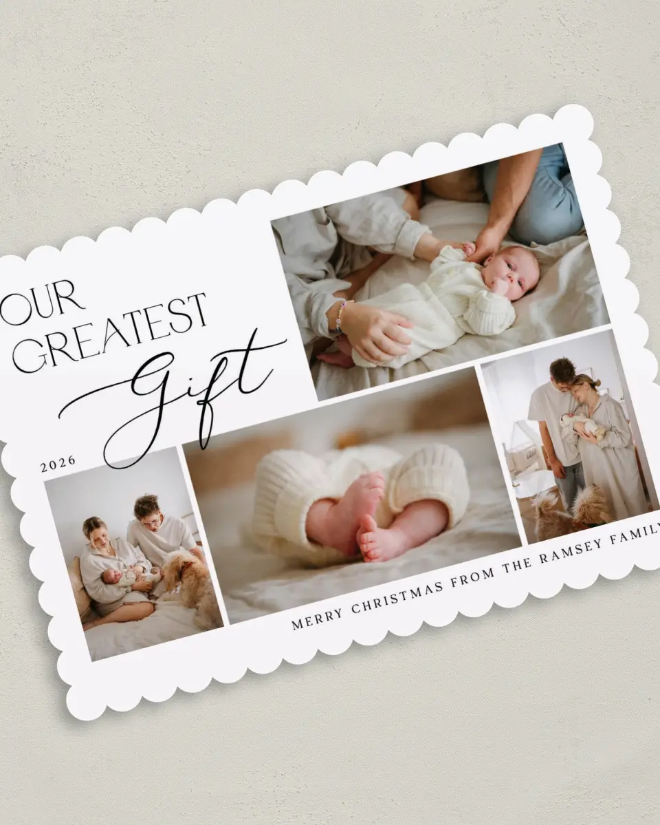 This is a 5" x 7" Christmas Card called Greatest Gift printed in full color on Premium Smooth paper on Premium Smooth paper on Premium Smooth paper