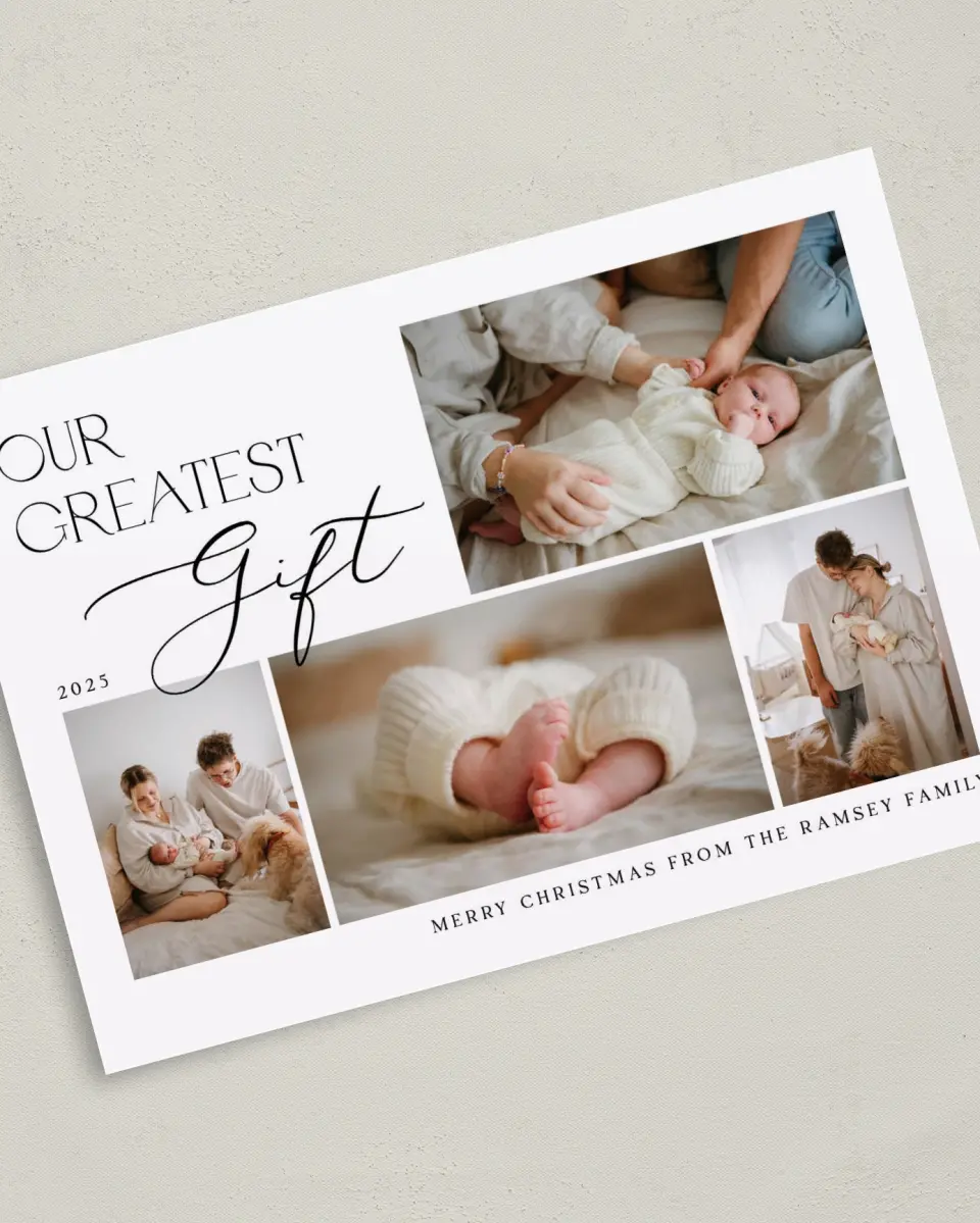 This is a 5" x 7" Christmas Card called Greatest Gift printed in full color on Premium Smooth paper