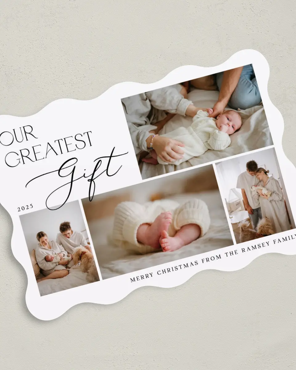 This is a 5" x 7" Christmas Card called Greatest Gift printed in full color on Premium Smooth paper