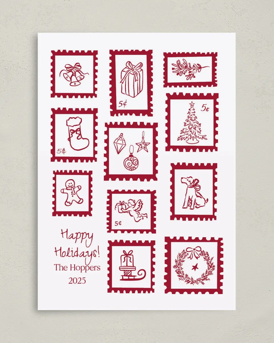 This is a 5" x 7" Christmas Card called Merry Mail printed in full color on Premium Smooth paper