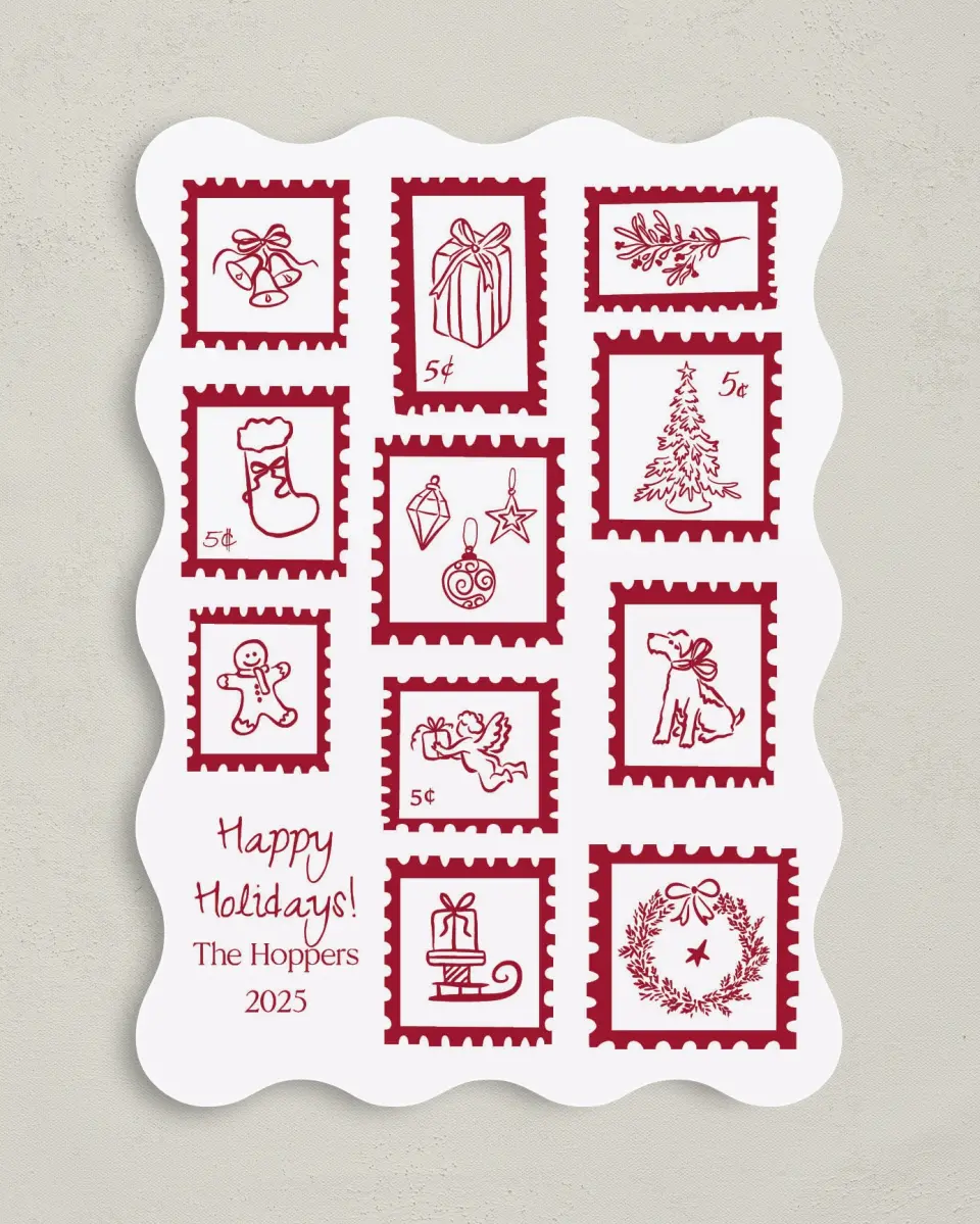 This is a 5" x 7" Christmas Card called Merry Mail printed in full color on Premium Smooth paper