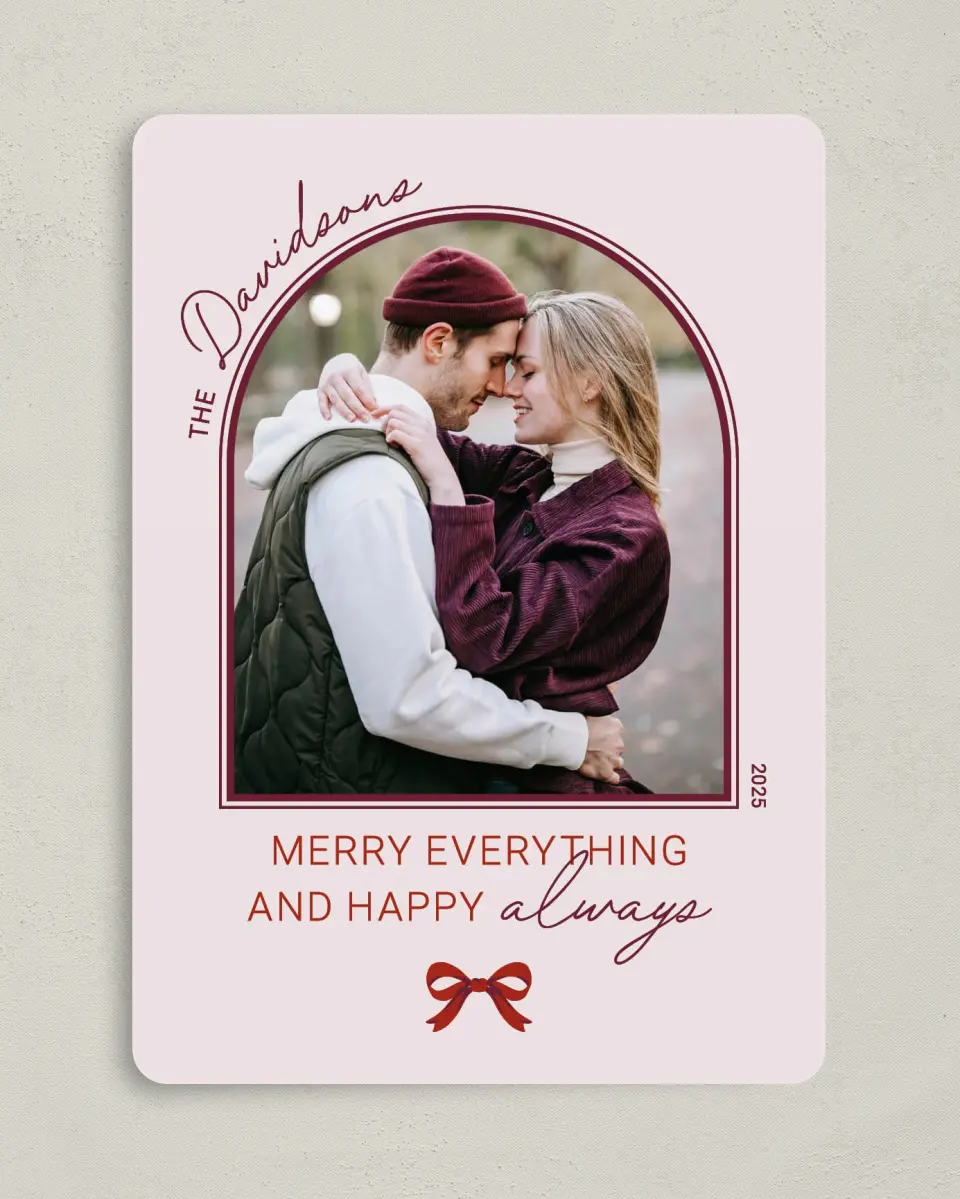 This is a 5" x 7" Christmas Card called Happy Always printed in full color on Premium Smooth paper