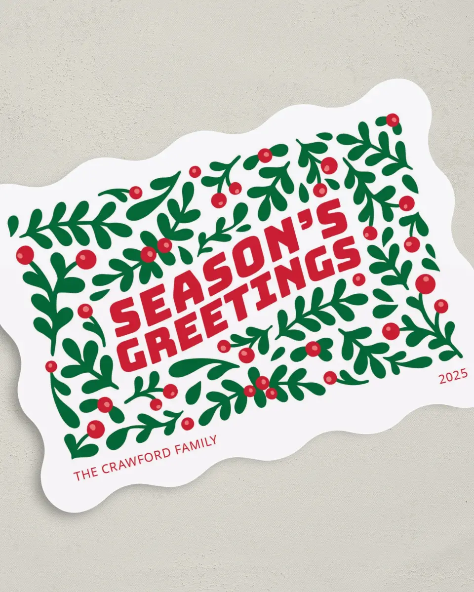 This is a 5" x 7" Christmas Card called 'Tis the Season printed in full color on Premium Smooth paper