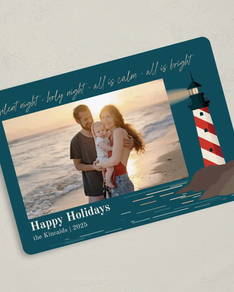 This is a 5" x 7" Christmas Card called All is Bright printed in full color on Premium Smooth paper