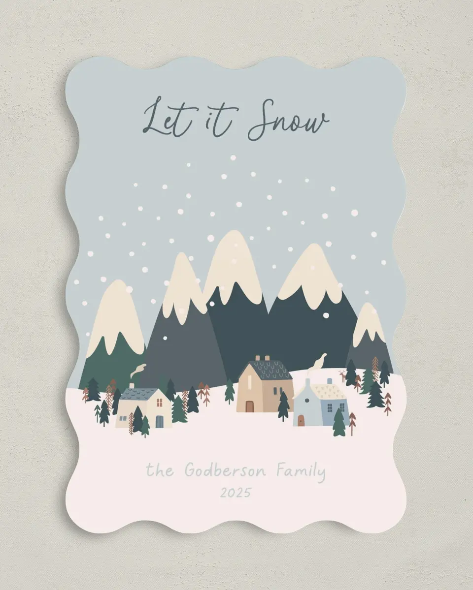 This is a 5" x 7" Christmas Card called Dreamy Snowglobe printed in full color on Premium Smooth paper