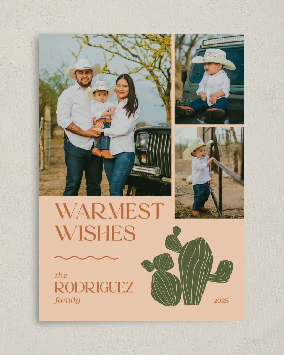 This is a 5" x 7" Christmas Card called Warmest Wishes printed in full color on Premium Smooth paper