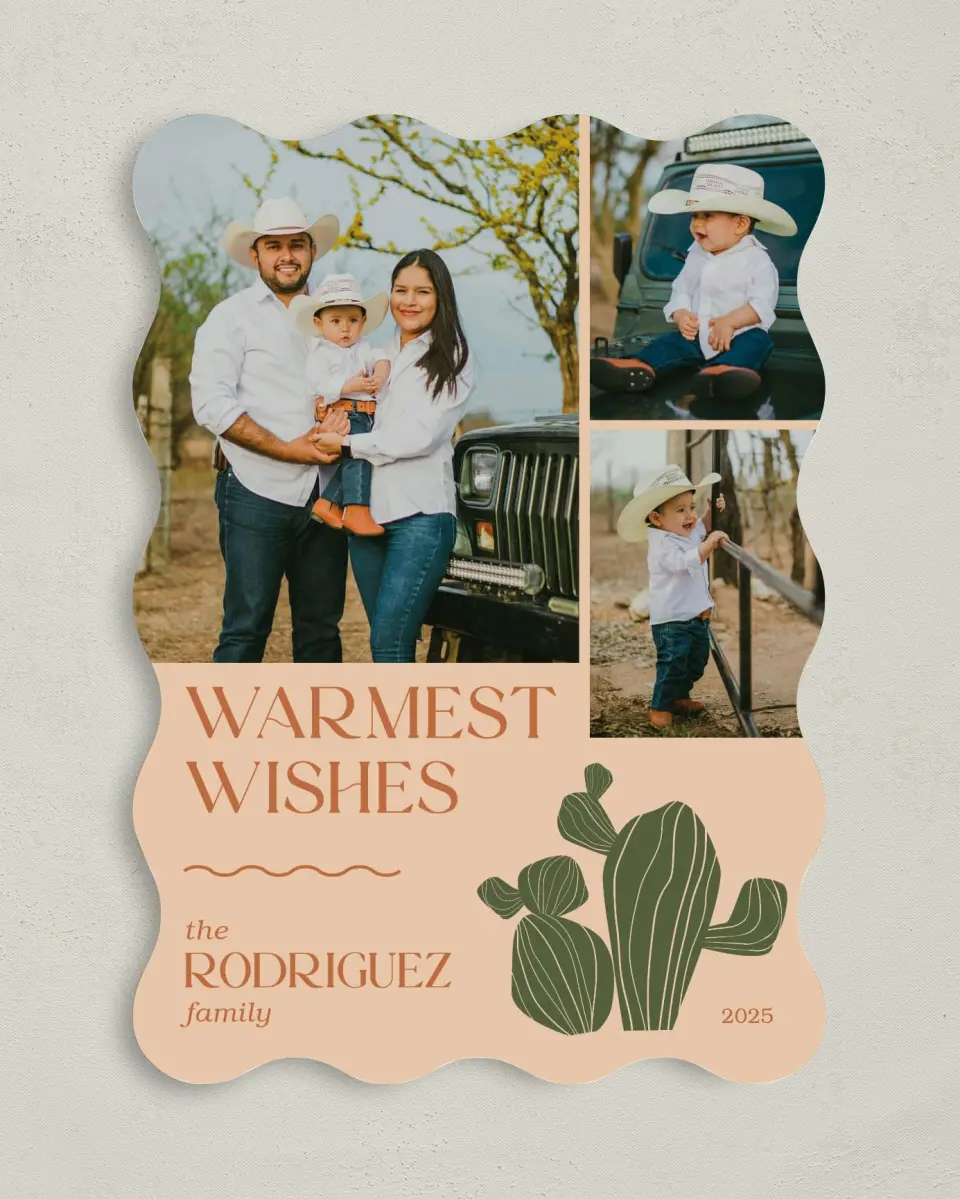 This is a 5" x 7" Christmas Card called Warmest Wishes printed in full color on Premium Smooth paper