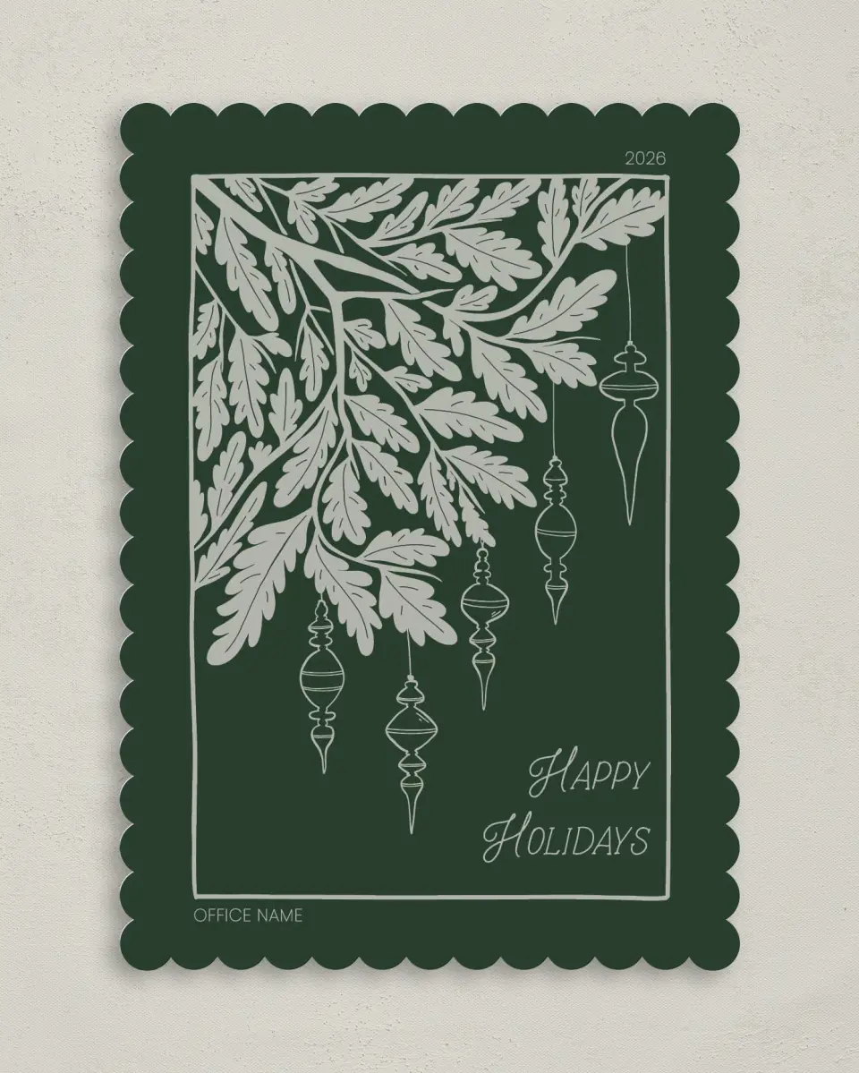 This is a 5" x 7" Christmas Card called Seasonal Sketch printed in full color on Premium Smooth paper on Premium Smooth paper on Premium Smooth paper