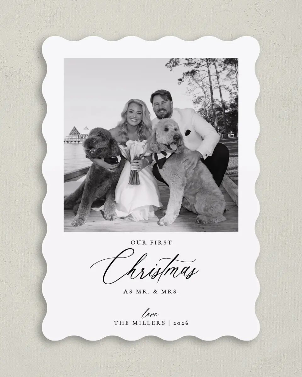 This is a 5" x 7" Christmas Card called Married Moments printed in full color on Premium Smooth paper