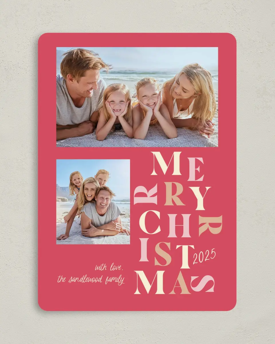 This is a 5" x 7" Christmas Card called Bright Spirits printed in full color on Premium Smooth paper