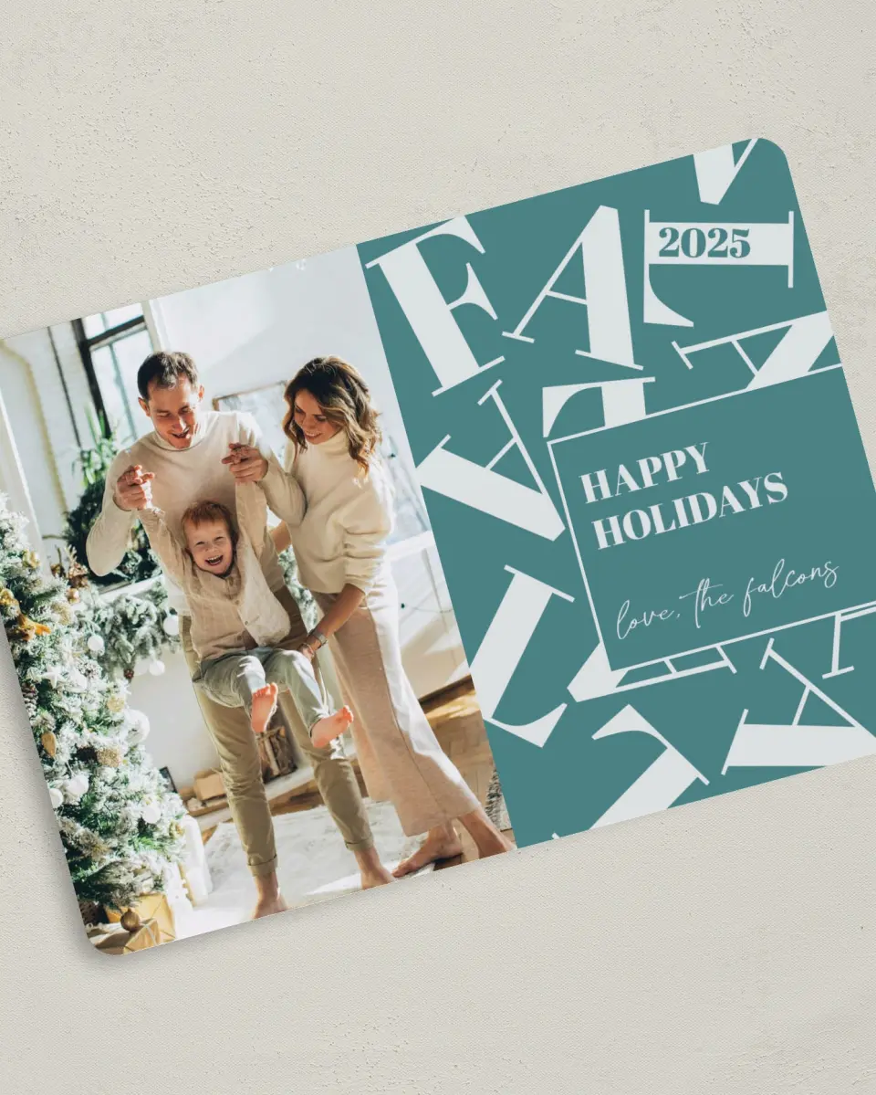 This is a 5" x 7" Christmas Card called Fa La La Spirit printed in full color on Premium Smooth paper