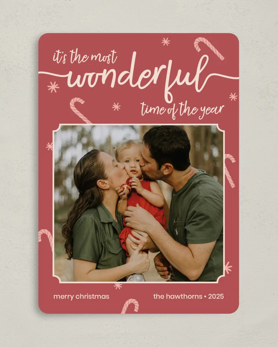 This is a 5" x 7" Christmas Card called Most Wonderful printed in full color on Premium Smooth paper