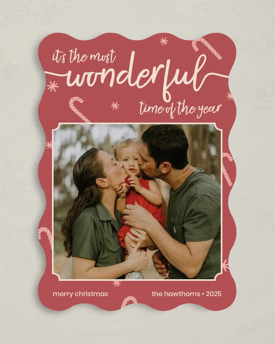This is a 5" x 7" Christmas Card called Most Wonderful printed in full color on Premium Smooth paper