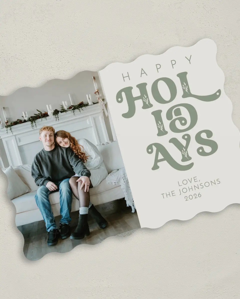 This is a 5" x 7" Christmas Card called Festive Flourish printed in full color on Premium Smooth paper