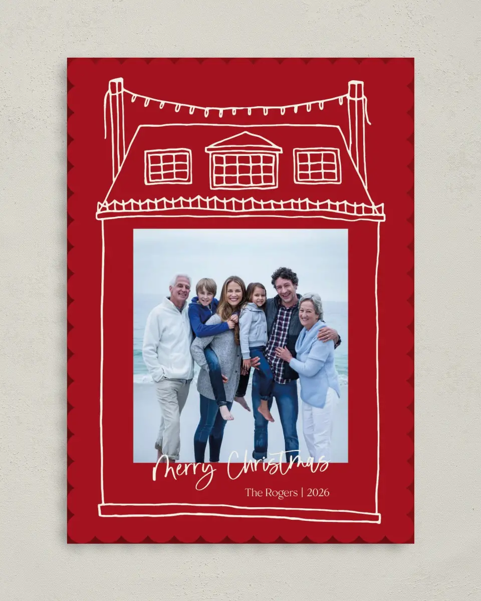 This is a 5" x 7" Christmas Card called Home for the Holiday printed in full color on Premium Smooth paper on Premium Smooth paper on Premium Smooth paper