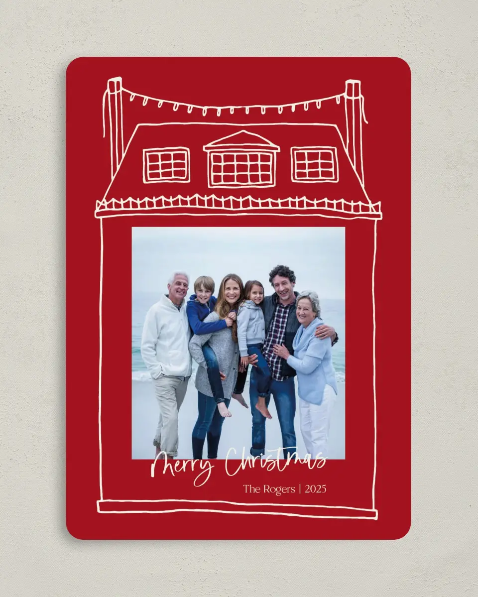 This is a 5" x 7" Christmas Card called Home for the Holiday printed in full color on Premium Smooth paper