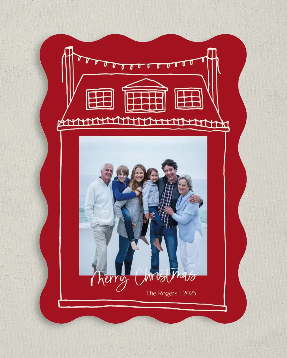 This is a 5" x 7" Christmas Card called Home for the Holiday printed in full color on Premium Smooth paper