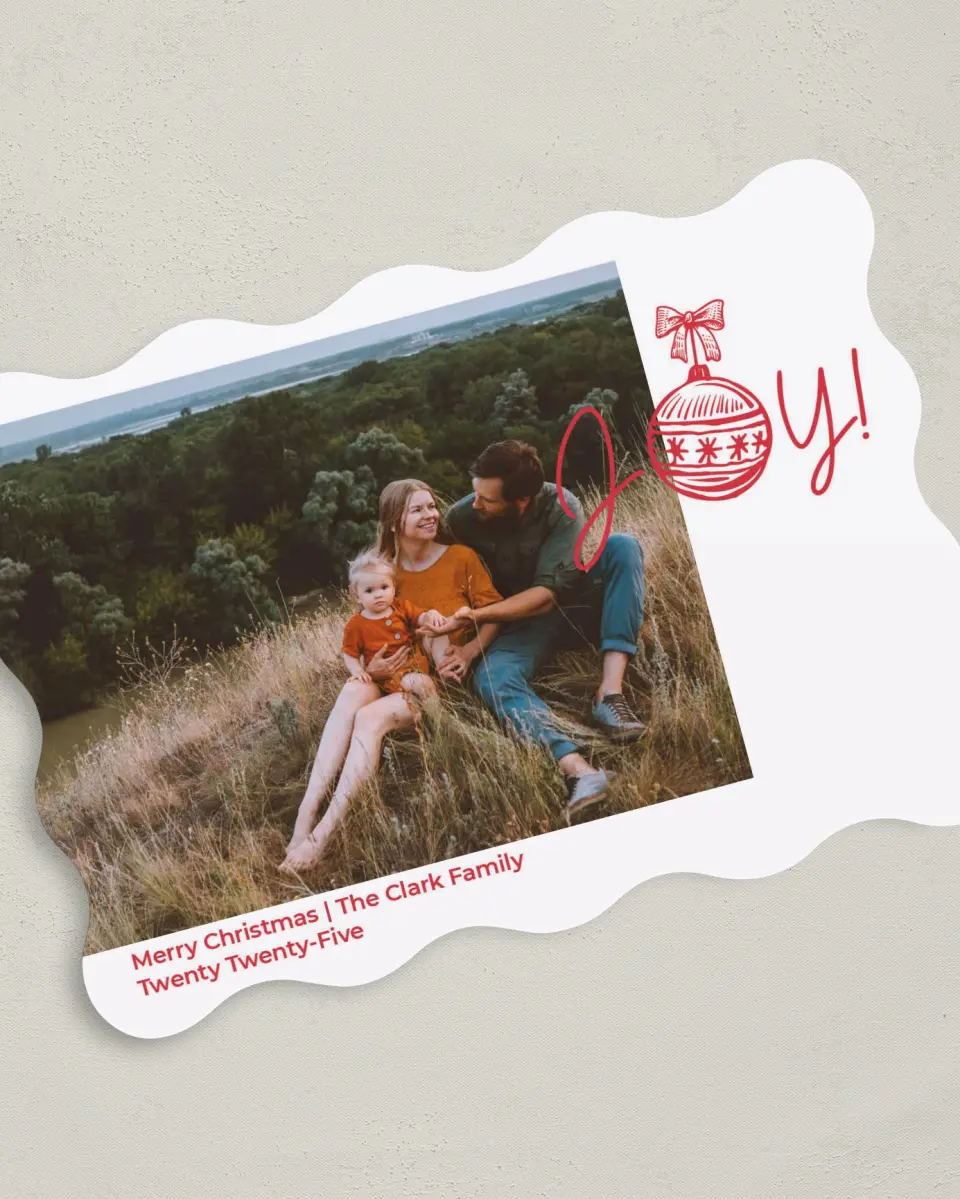This is a 5" x 7" Christmas Card called Joy and Jolly printed in full color on Premium Smooth paper