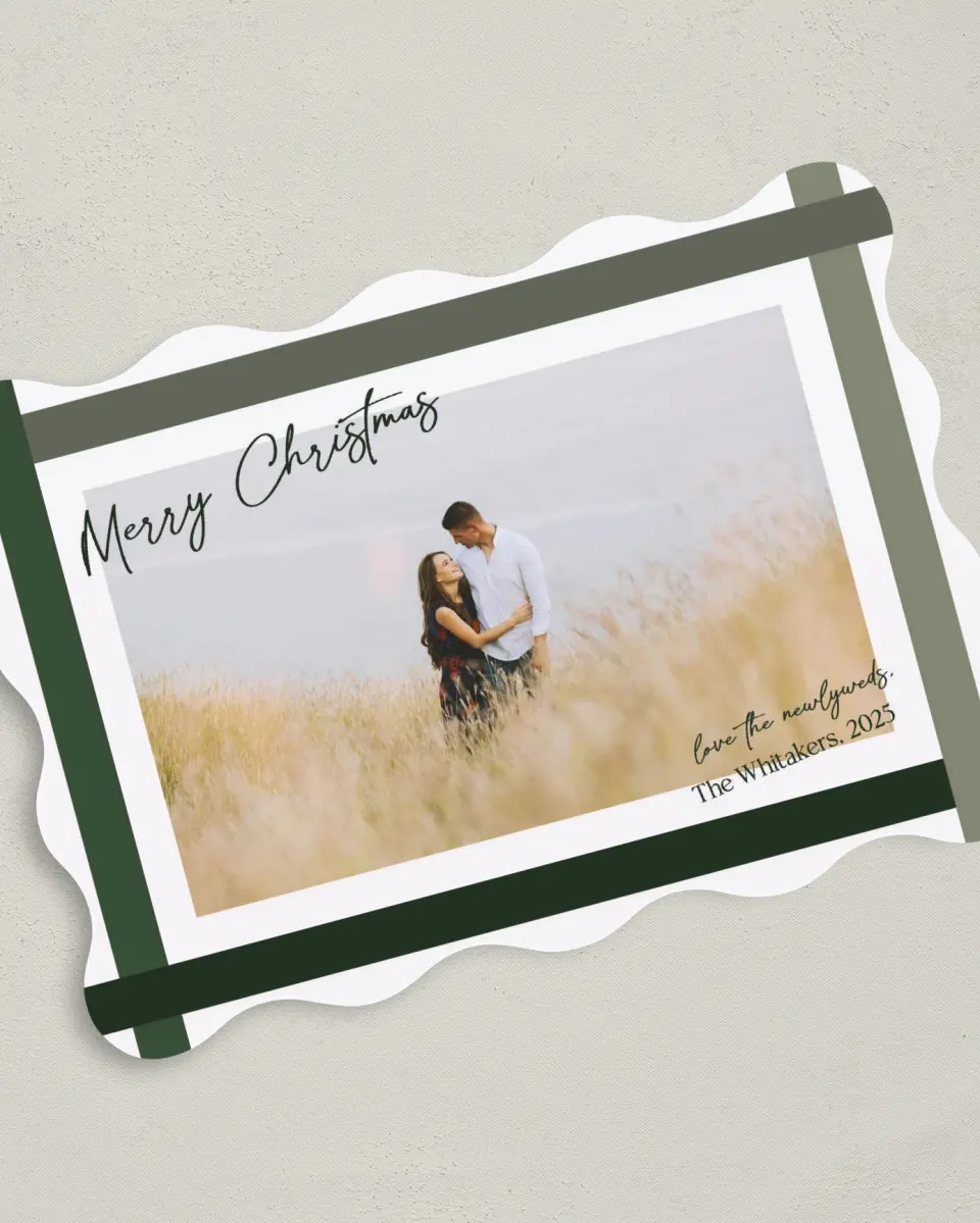 This is a 5" x 7" Christmas Card called Holiday Love printed in full color on Premium Smooth paper