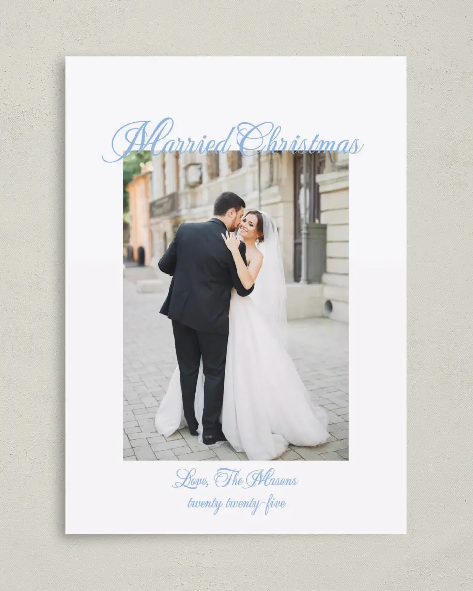 This is a 5" x 7" Christmas Card called Married Christmas printed in full color on Premium Smooth paper