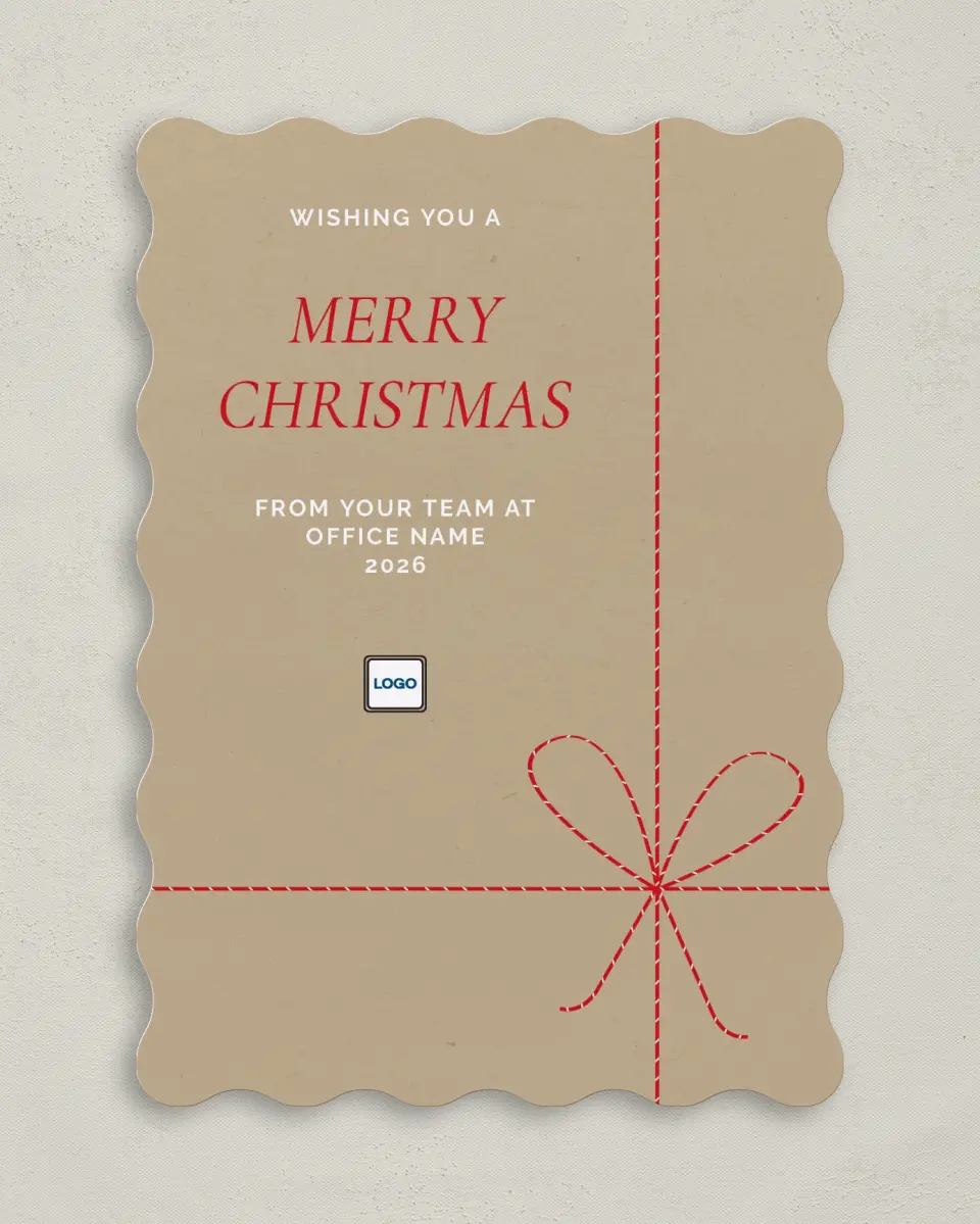 This is a 5" x 7" Christmas Card called Gifted Gratefulness printed in full color with Rose Gold foil on Soft Suede (coated) paper