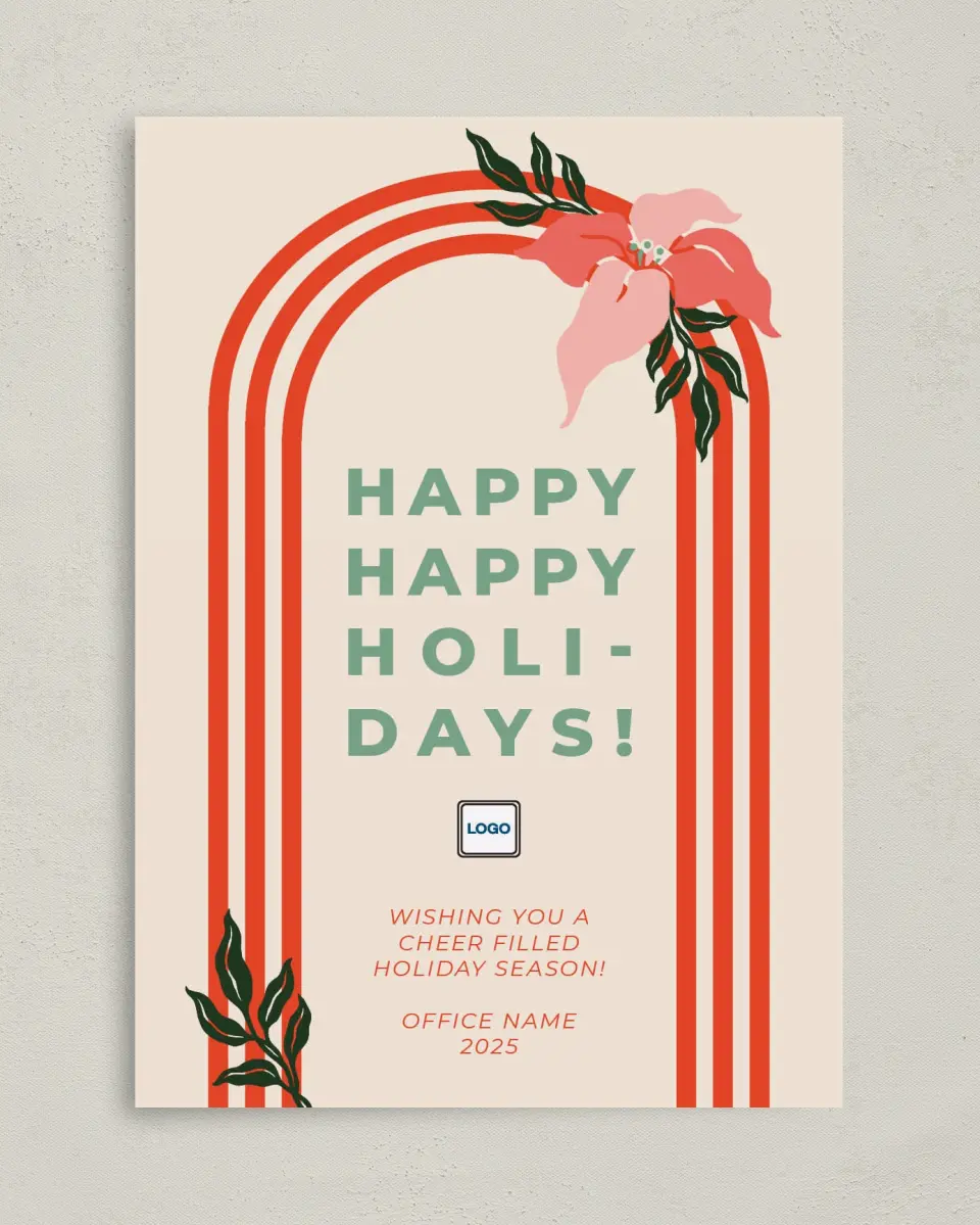 This is a 5" x 7" Christmas Card called Holiday Happiness printed in full color on Premium Smooth paper