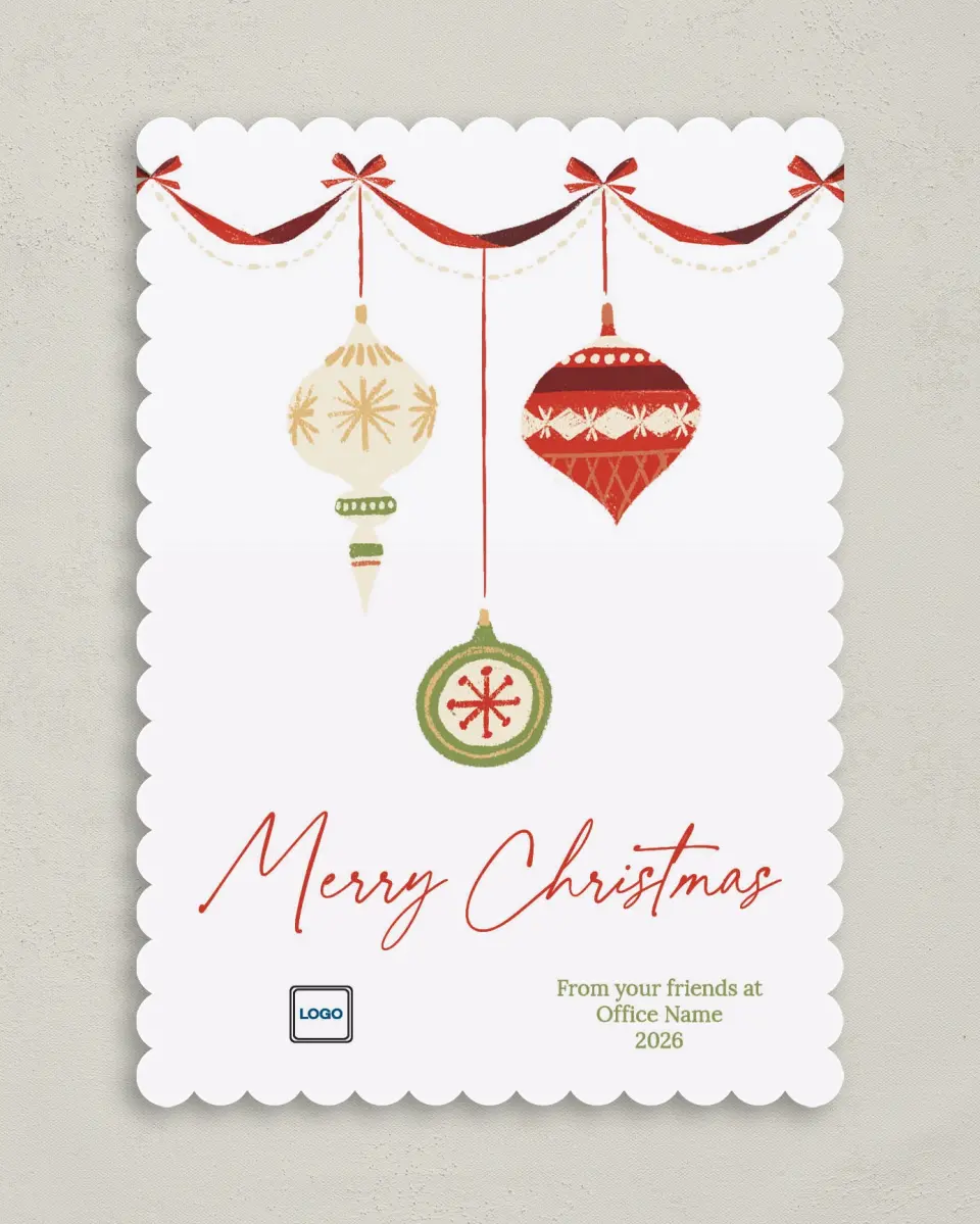 This is a 5" x 7" Christmas Card called Festive Cheer printed in full color on Premium Smooth paper on Premium Smooth paper on Premium Smooth paper