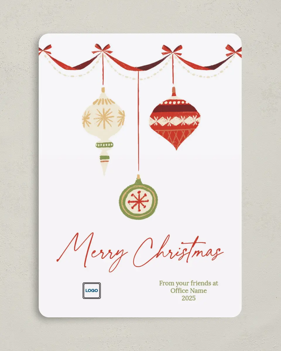 This is a 5" x 7" Christmas Card called Festive Cheer printed in full color on Premium Smooth paper
