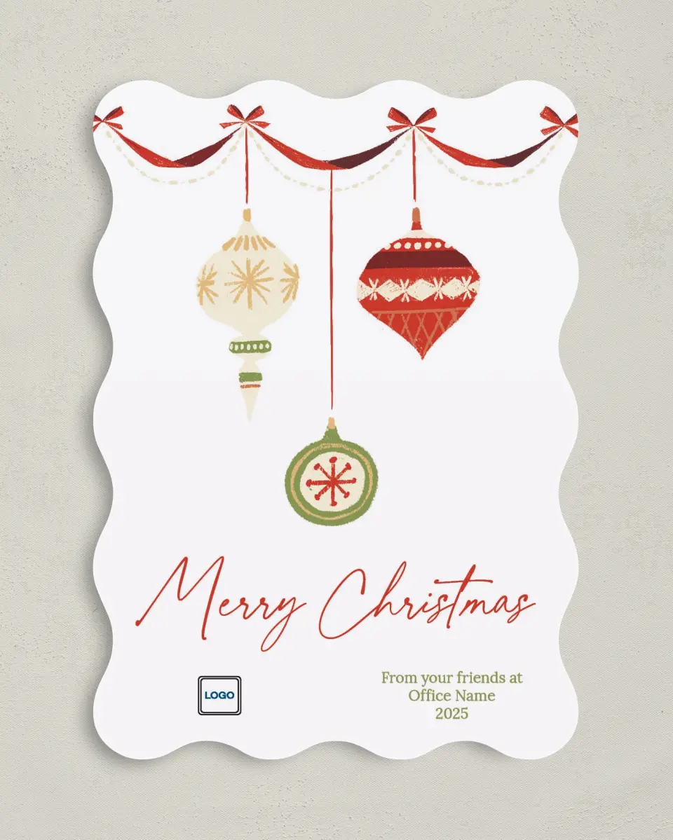 This is a 5" x 7" Christmas Card called Festive Cheer printed in full color on Premium Smooth paper
