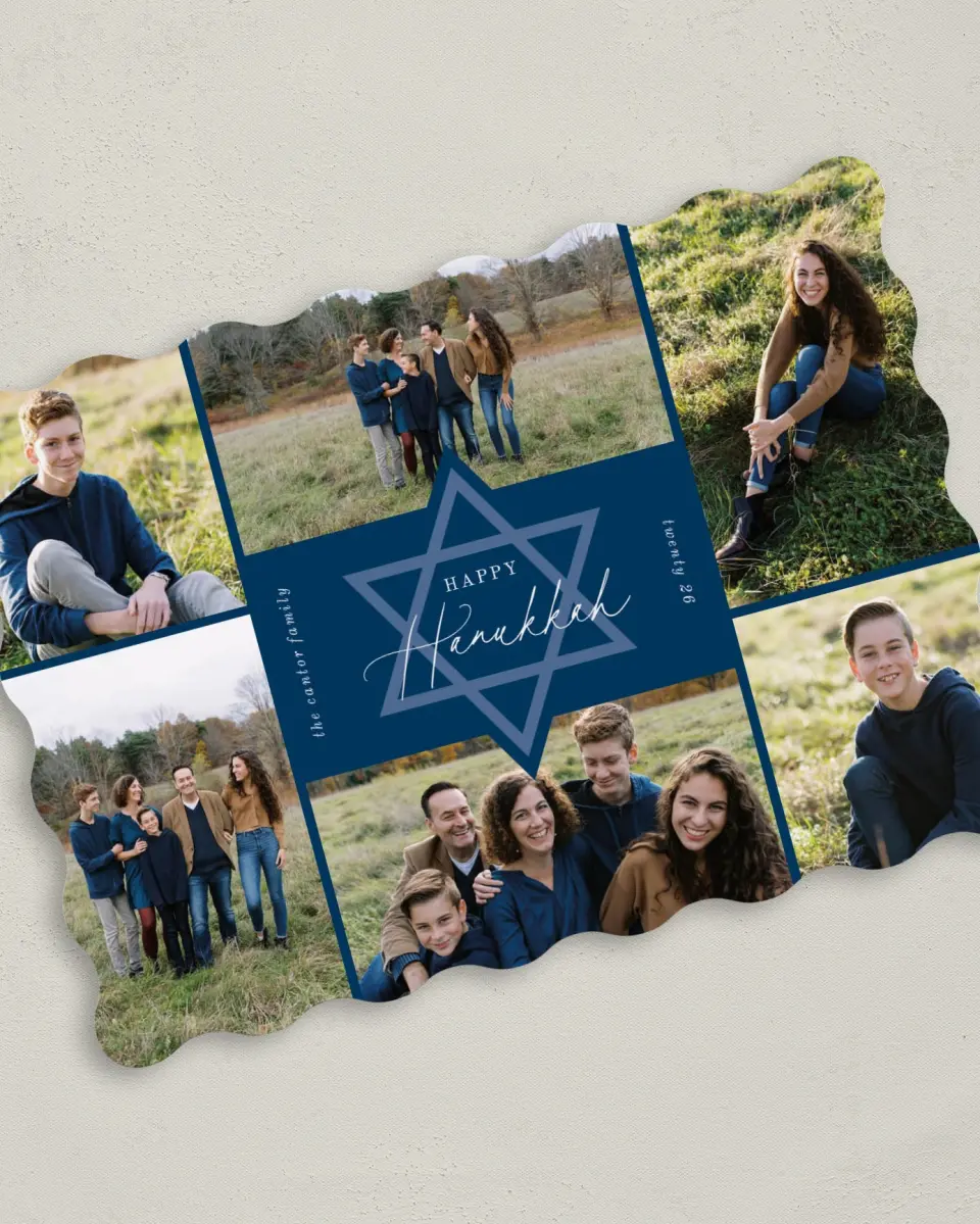 This is a 5" x 7" Hanukkah Card called Joyous Hanukkah printed in full color on Premium Smooth paper