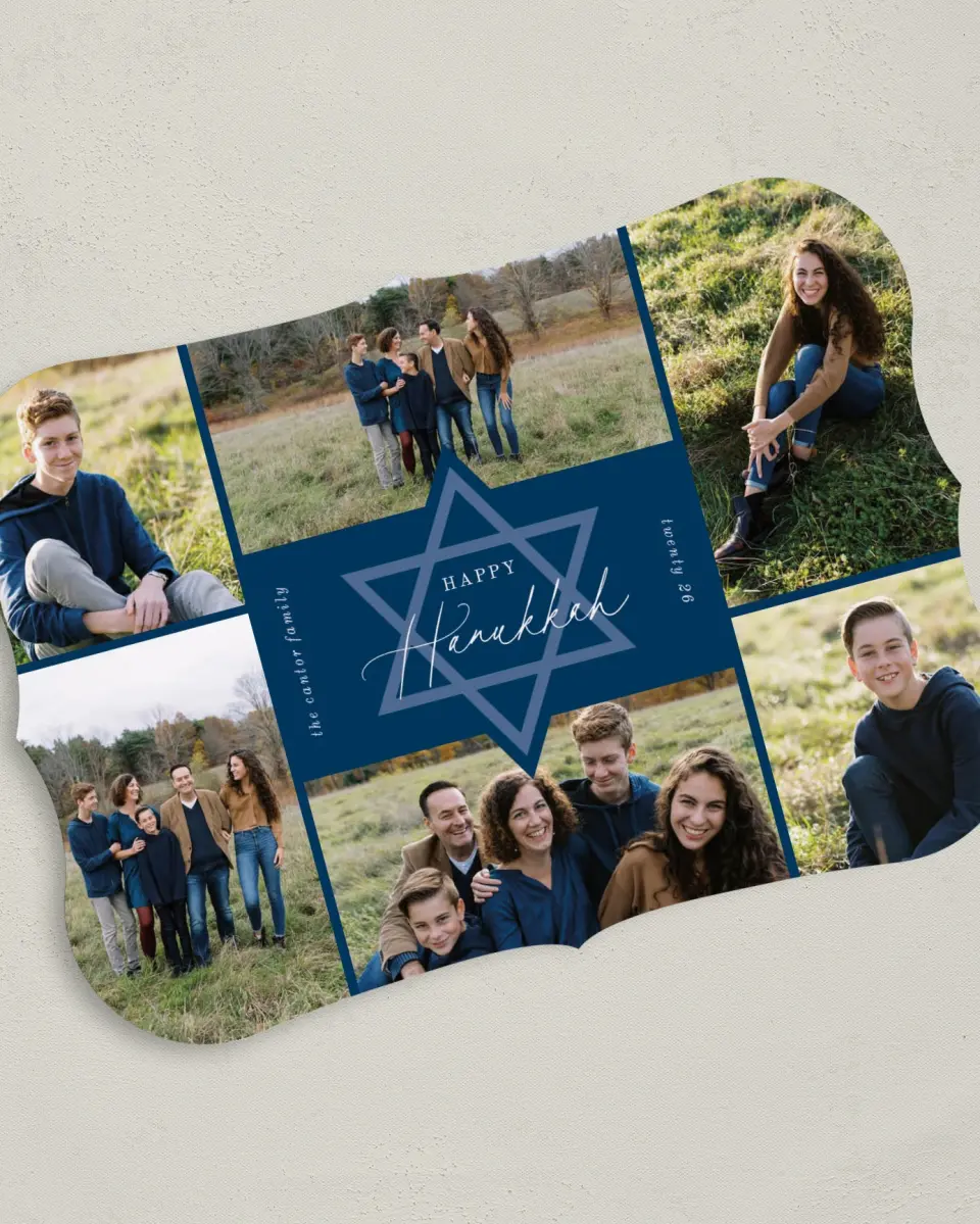 This is a 5" x 7" Hanukkah Card called Joyous Hanukkah printed in full color on Premium Smooth paper