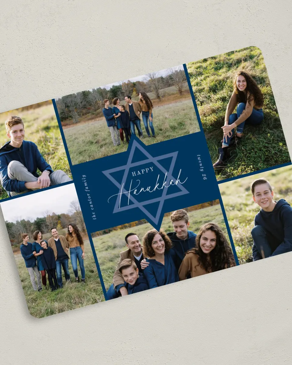 This is a 5" x 7" Hanukkah Card called Joyous Hanukkah printed in full color on Premium Smooth paper