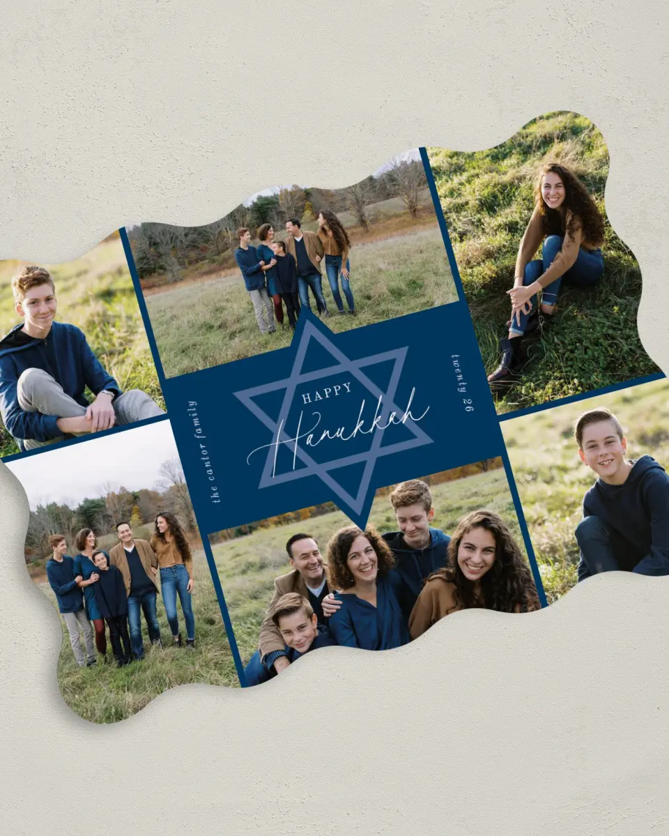 This is a 5" x 7" Hanukkah Card called Joyous Hanukkah printed in full color on Premium Smooth paper