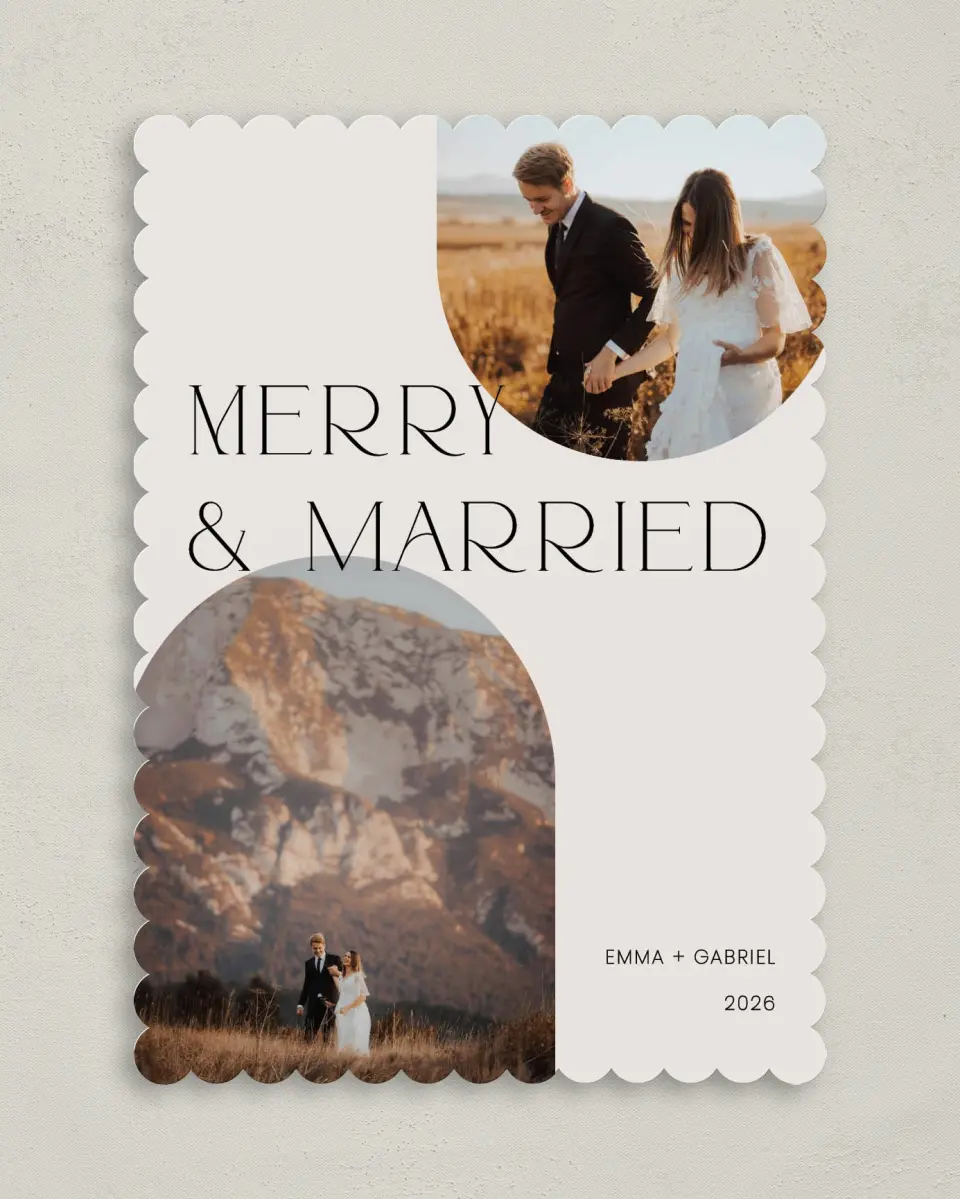 This is a 5" x 7" Christmas Card called Holiday Bliss for Two printed in full color on Premium Smooth paper on Premium Smooth paper on Premium Smooth paper