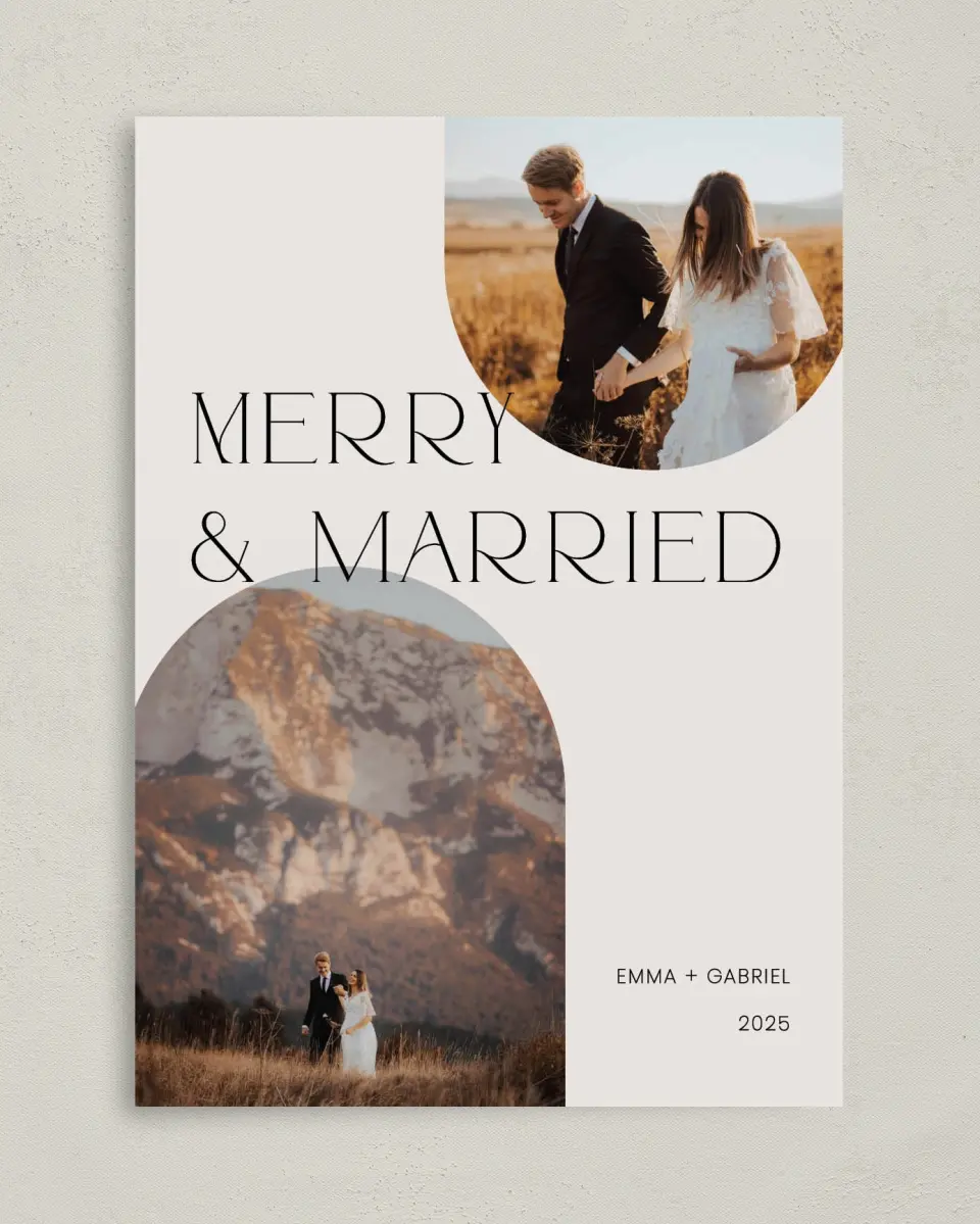 This is a 5" x 7" Christmas Card called Holiday Bliss for Two printed in full color on Premium Smooth paper