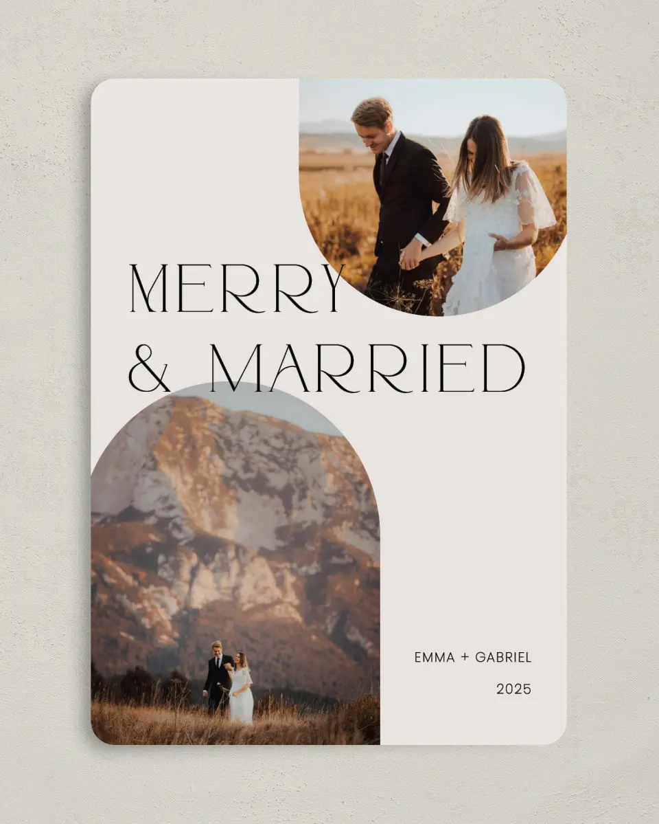This is a 5" x 7" Christmas Card called Holiday Bliss for Two printed in full color on Premium Smooth paper