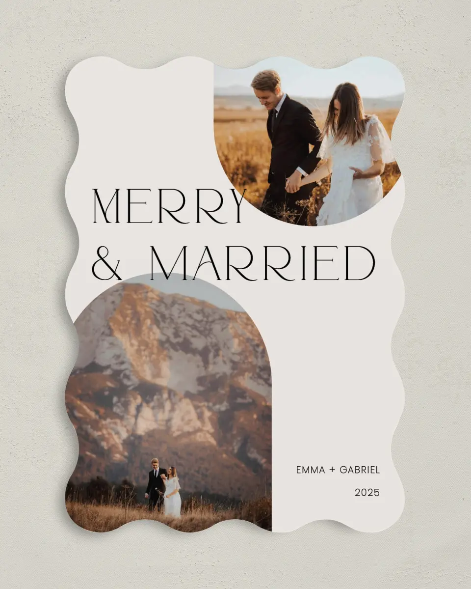 This is a 5" x 7" Christmas Card called Holiday Bliss for Two printed in full color on Premium Smooth paper
