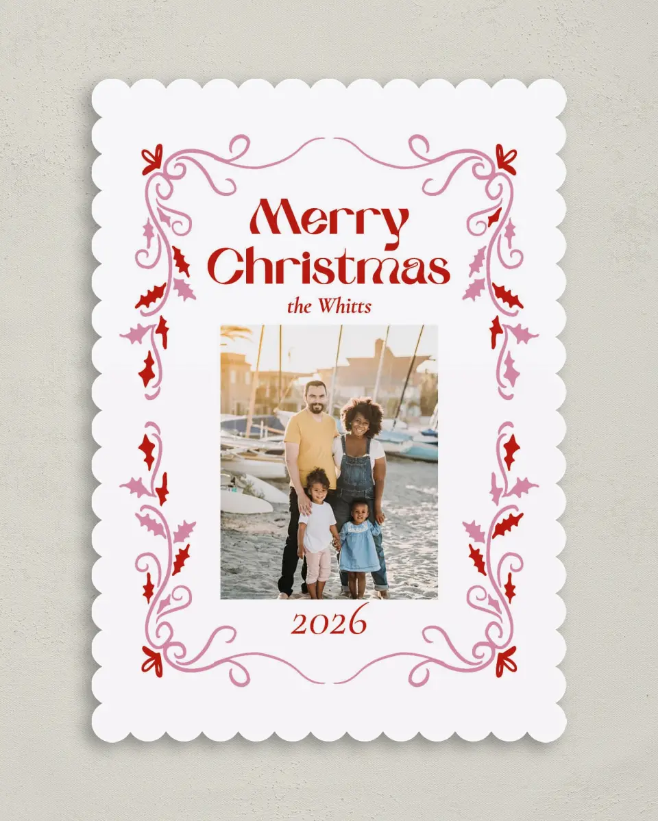 This is a 5" x 7" Christmas Card called Festive Wishes printed in full color on Premium Smooth paper on Premium Smooth paper on Premium Smooth paper