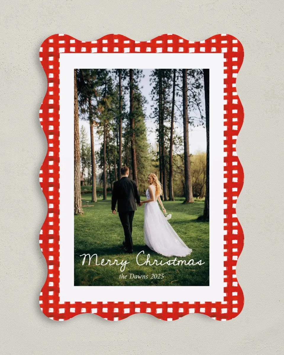 This is a 5" x 7" Christmas Card called Jingle Bells & Wedding Bells printed in full color on Premium Smooth paper