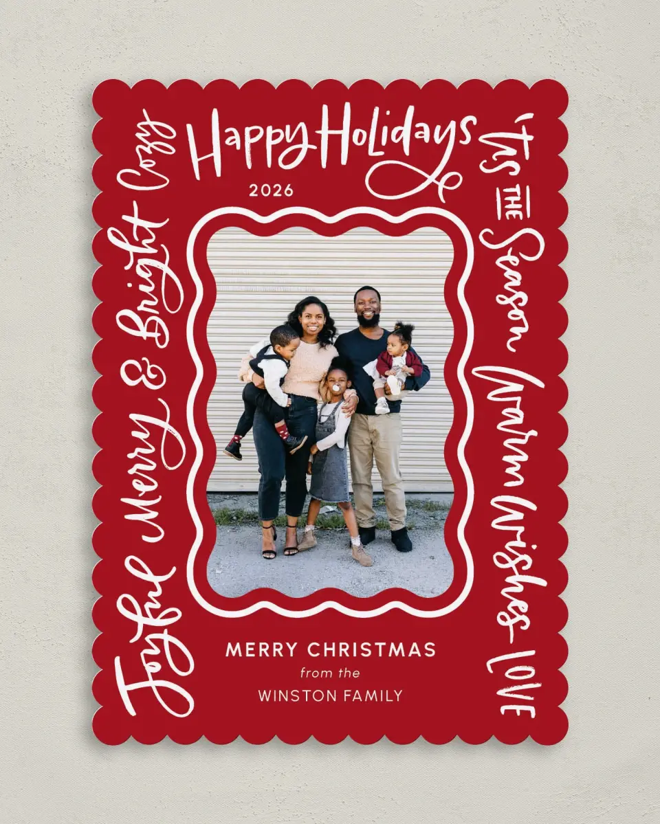 This is a 5" x 7" Christmas Card called Warming Wishes printed in full color on Premium Smooth paper on Premium Smooth paper on Premium Smooth paper