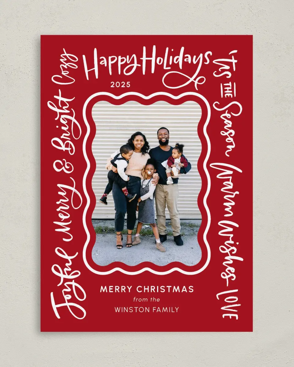 This is a 5" x 7" Christmas Card called Warming Wishes printed in full color on Premium Smooth paper