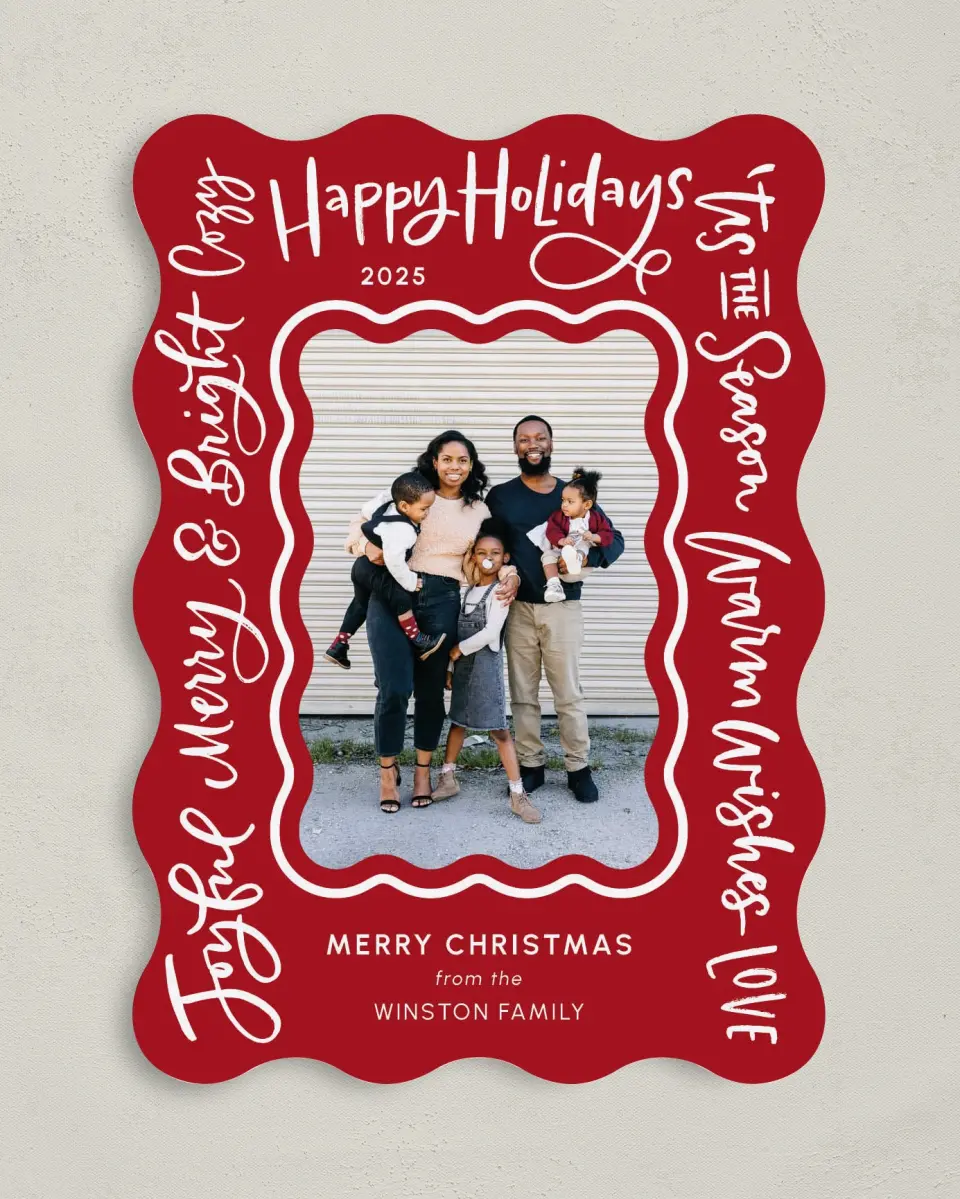 This is a 5" x 7" Christmas Card called Warming Wishes printed in full color on Premium Smooth paper
