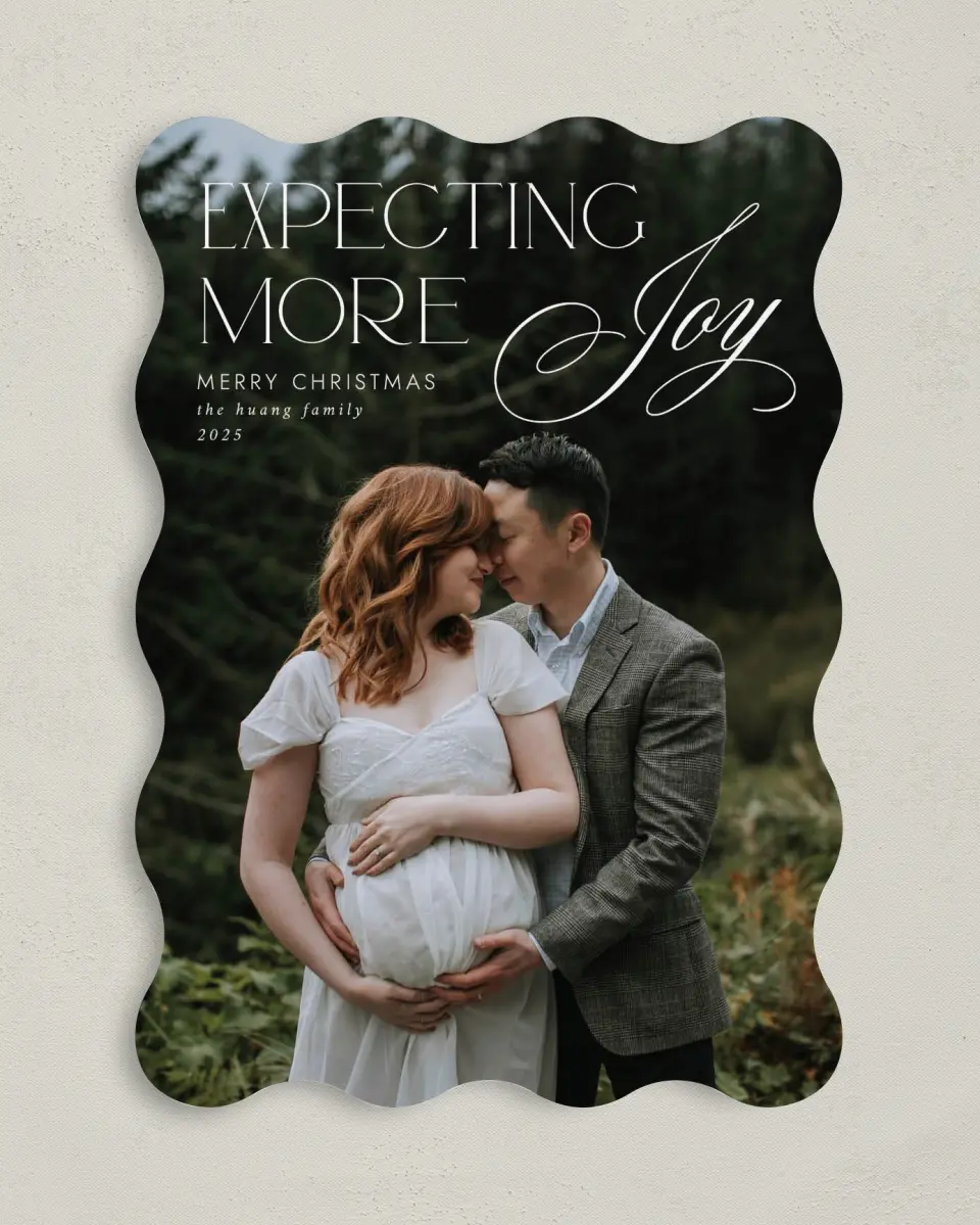 This is a 5" x 7" Christmas Card called More Joy printed in full color on Premium Smooth paper