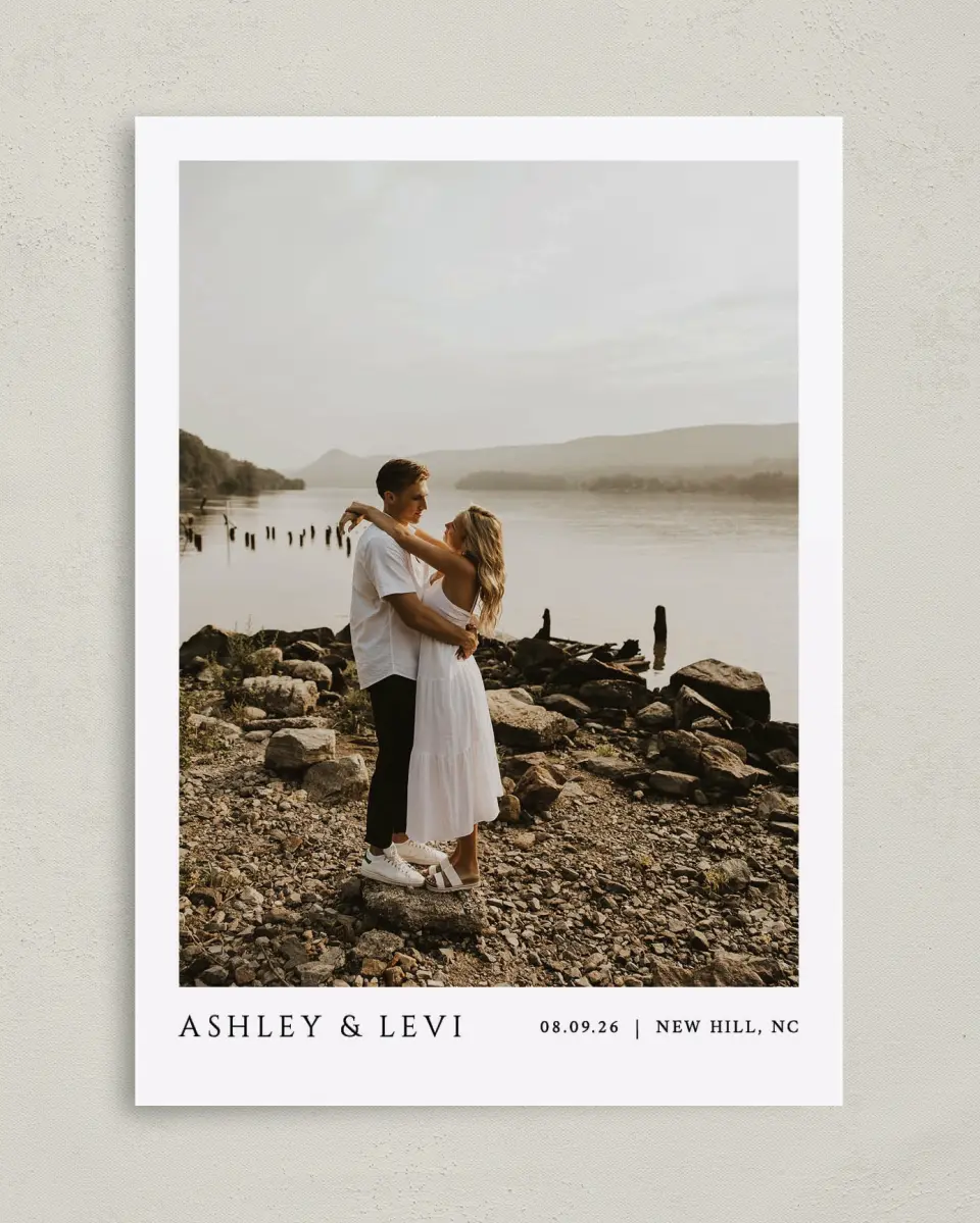 This is a 5" x 7" Save the Date Card called Classic Romance printed in full color on Premium Smooth paper