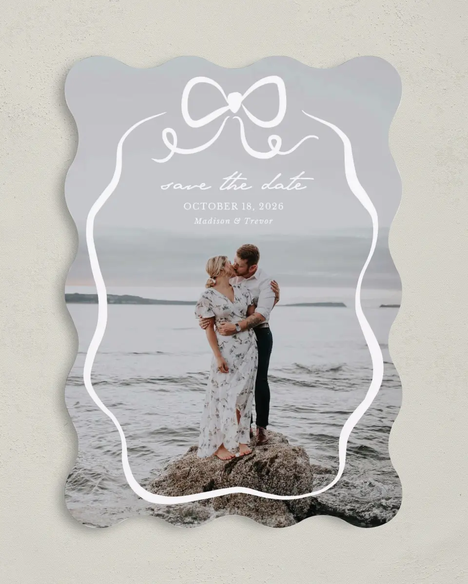 This is a 5" x 7" Save the Date Card called The Madison printed in full color on Premium Smooth paper