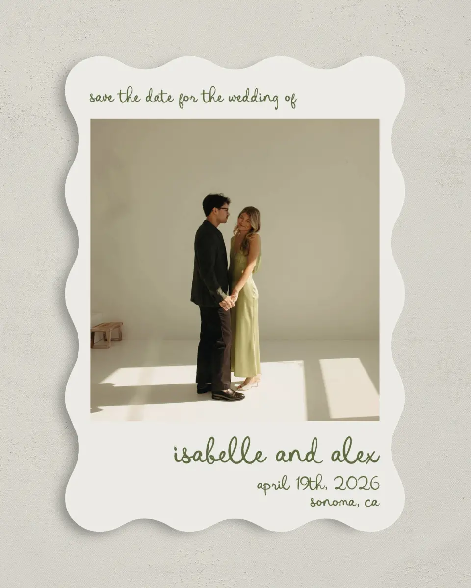 This is a 5" x 7" Save the Date Card called Sweet Woodland printed in full color on Premium Smooth paper