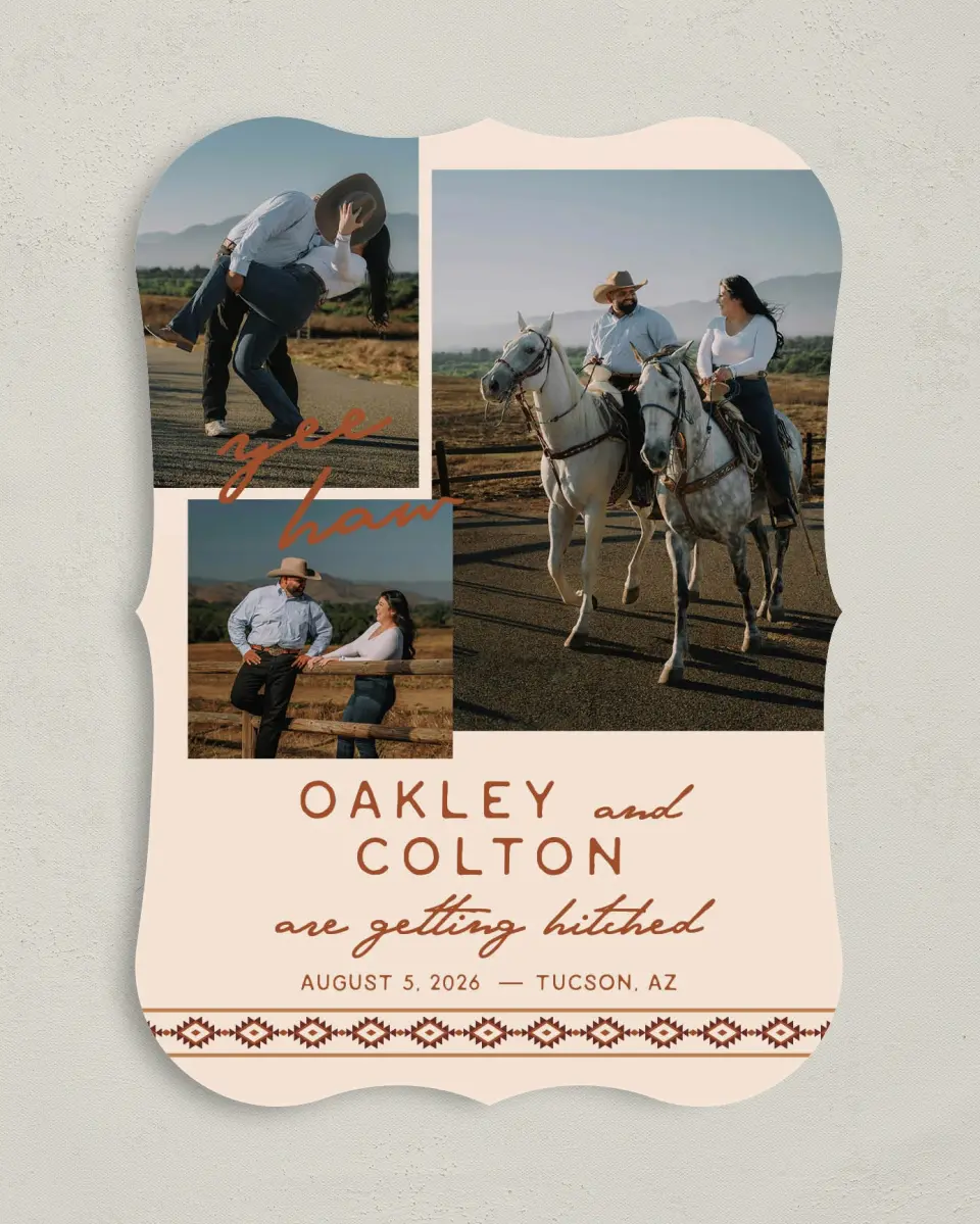 This is a 5" x 7" Save the Date Card called Wild at Heart printed in full color on Premium Smooth paper