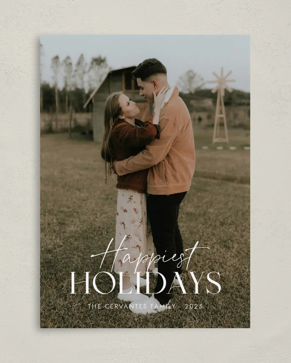 This is a 5" x 7" Christmas Card called Modern Merriment printed in full color on Premium Smooth paper